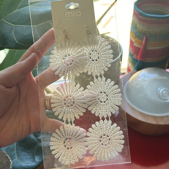 mia collection Jewelry - Mia Collection Lace Floral Dangle Earrings Costume Jewelry
